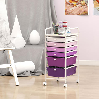 6-Drawer Rolling Storage Cart - Classroom Organization on Wheels w/Removable Plastic Drawers, Mobile Art Craft Cart for School Paper Home Office, Utility Cart with Drawers (Yellow)