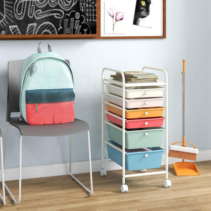 6-Drawer Rolling Storage Cart - Classroom Organization on Wheels w/Removable Plastic Drawers, Mobile Art Craft Cart for School Paper Home Office, Utility Cart with Drawers (Yellow)