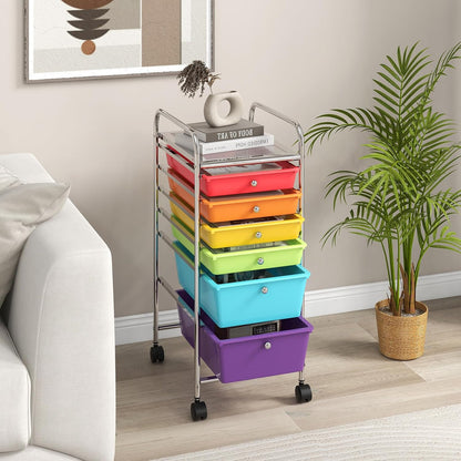 6-Drawer Rolling Storage Cart - Classroom Organization on Wheels w/Removable Plastic Drawers, Mobile Art Craft Cart for School Paper Home Office, Utility Cart with Drawers (Yellow)
