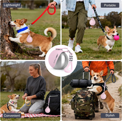 Portable Dog Water Bottle 10oz Stainless Steel Travel Dog Water Dispenser with Bowl No-Spill Puppy Water Bottle for Walking Hiking Small Dog Water Bottle
