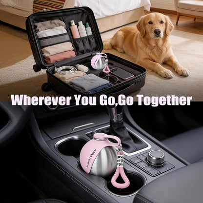 Portable Dog Water Bottle 10oz Stainless Steel Travel Dog Water Dispenser with Bowl No-Spill Puppy Water Bottle for Walking Hiking Small Dog Water Bottle