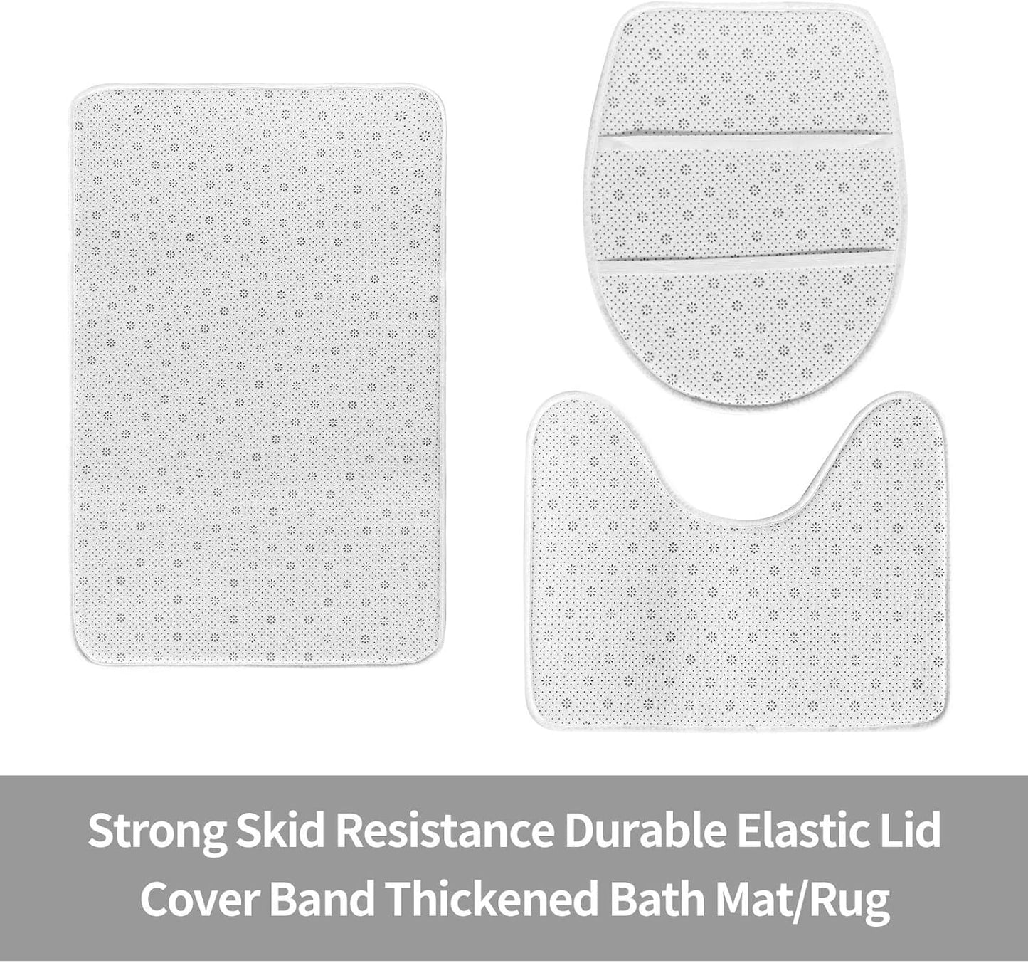 Yellow Lemon Printed Anti-Slip Bathroom Rugs Set - 3-Piece Contour, Oval & Rectangular Mats for Toilet, Vanity & Restrooms