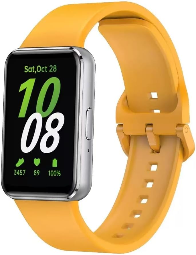 Watch Band Solid Color Silicone Strap Compatible with Samsung Galaxy Fit3,Yellow