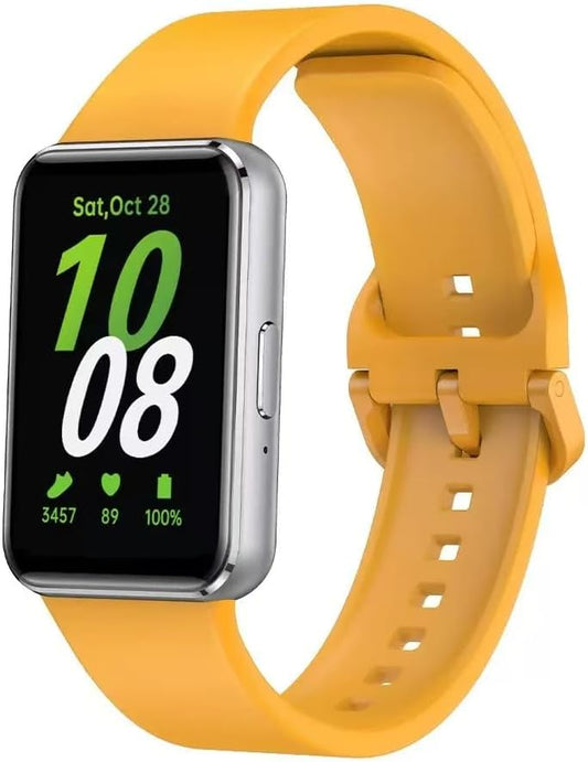 Watch Band Solid Color Silicone Strap Compatible with Samsung Galaxy Fit3,Yellow