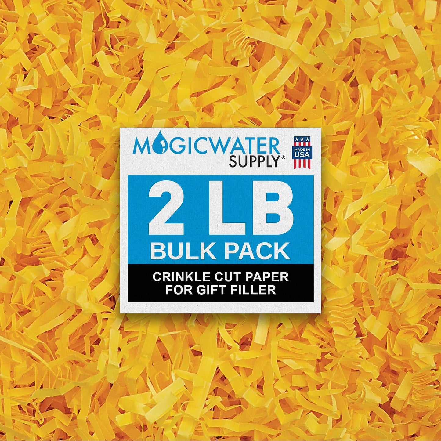 MagicWater Crinkle Cut Paper Gift Basket Filler - 2 LB - Yellow | Shredded Paper Filler, Basket Filler, Gift Boxes, Bridesmaid Gifts, Halloween Stuffers & More – Ideal for All Occasion
