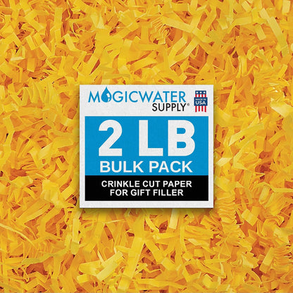 MagicWater Crinkle Cut Paper Gift Basket Filler - 2 LB - Yellow | Shredded Paper Filler, Basket Filler, Gift Boxes, Bridesmaid Gifts, Halloween Stuffers & More – Ideal for All Occasion
