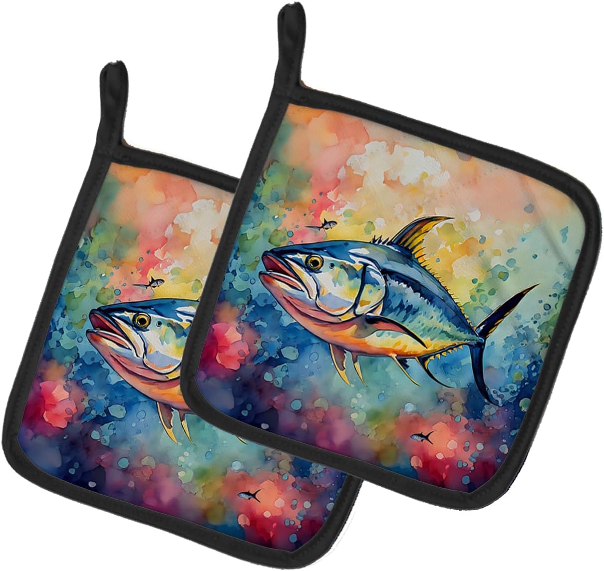 Yellowfin Tuna Pair of Pot Holders Kitchen Heat Resistant Pot Holders Sets Oven Hot Pads for Cooking Baking BBQ, 7 1/2 x 7 1/2