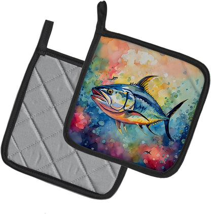Yellowfin Tuna Pair of Pot Holders Kitchen Heat Resistant Pot Holders Sets Oven Hot Pads for Cooking Baking BBQ, 7 1/2 x 7 1/2