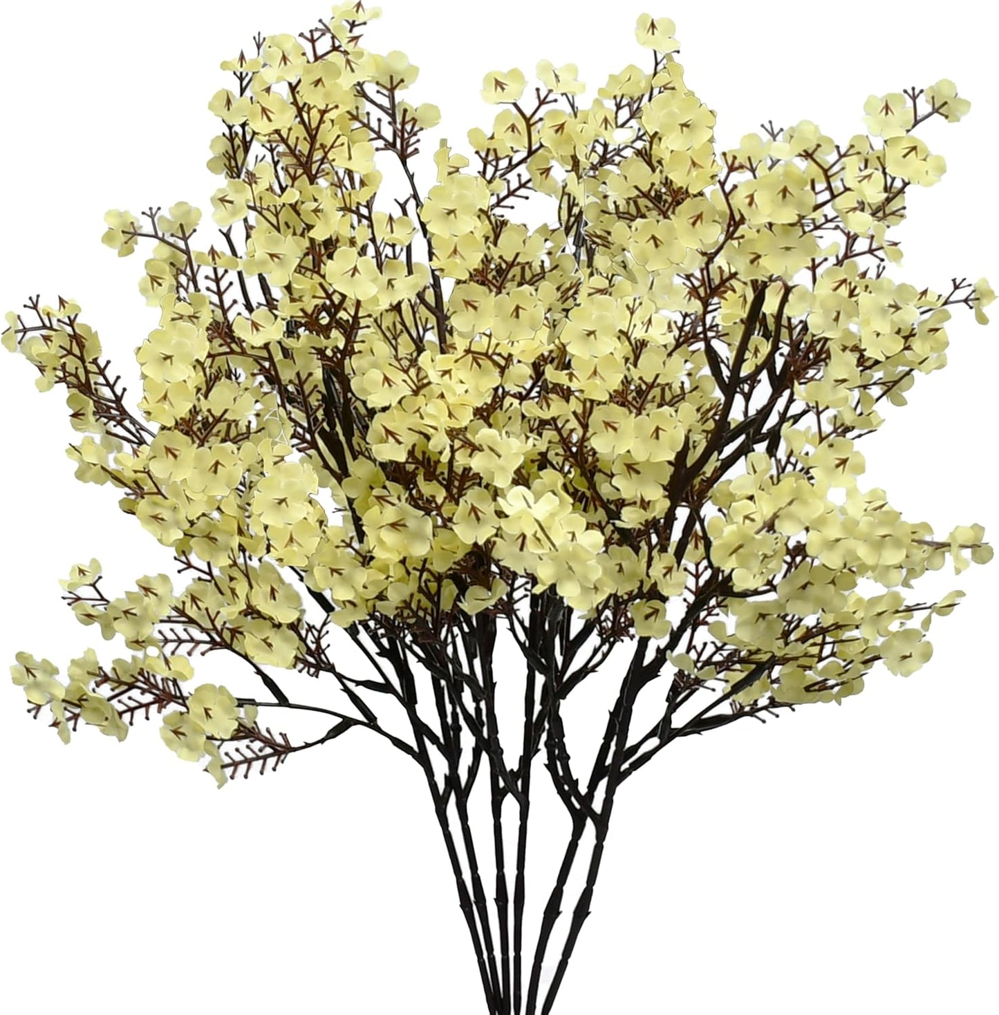 6 Bundles Artificial Light Yellow Baby’s Breath Flowers | 18.5 Inch Silk Gypsophila European Style Modern Home Decor Centerpiece Neutral Wedding Flower Arrangements