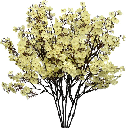 6 Bundles Artificial Light Yellow Baby’s Breath Flowers | 18.5 Inch Silk Gypsophila European Style Modern Home Decor Centerpiece Neutral Wedding Flower Arrangements
