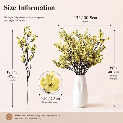 6 Bundles Artificial Light Yellow Baby’s Breath Flowers | 18.5 Inch Silk Gypsophila European Style Modern Home Decor Centerpiece Neutral Wedding Flower Arrangements