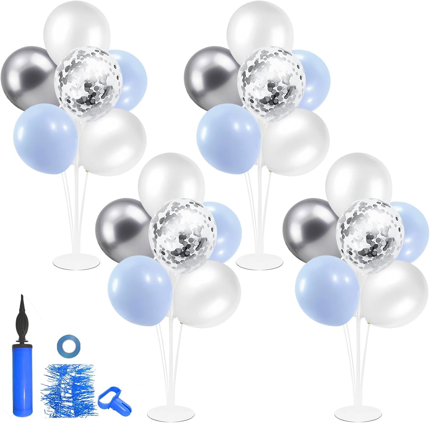 4Set Yellow and White Balloon Stand Table Centerpiece Party Decor | Sunflower Daisy Bee Birthday Baby Shower Bridal Shower Engagement Wedding Spring Summer Backyard Party Decorations