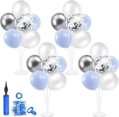 4Set Yellow and White Balloon Stand Table Centerpiece Party Decor | Sunflower Daisy Bee Birthday Baby Shower Bridal Shower Engagement Wedding Spring Summer Backyard Party Decorations