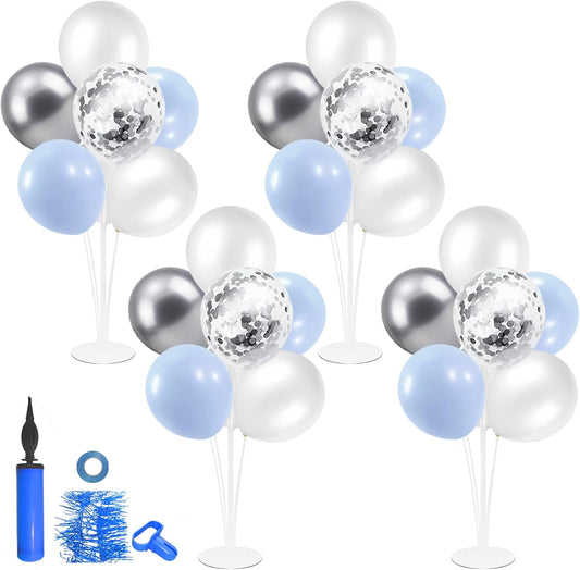 4Set Yellow and White Balloon Stand Table Centerpiece Party Decor | Sunflower Daisy Bee Birthday Baby Shower Bridal Shower Engagement Wedding Spring Summer Backyard Party Decorations