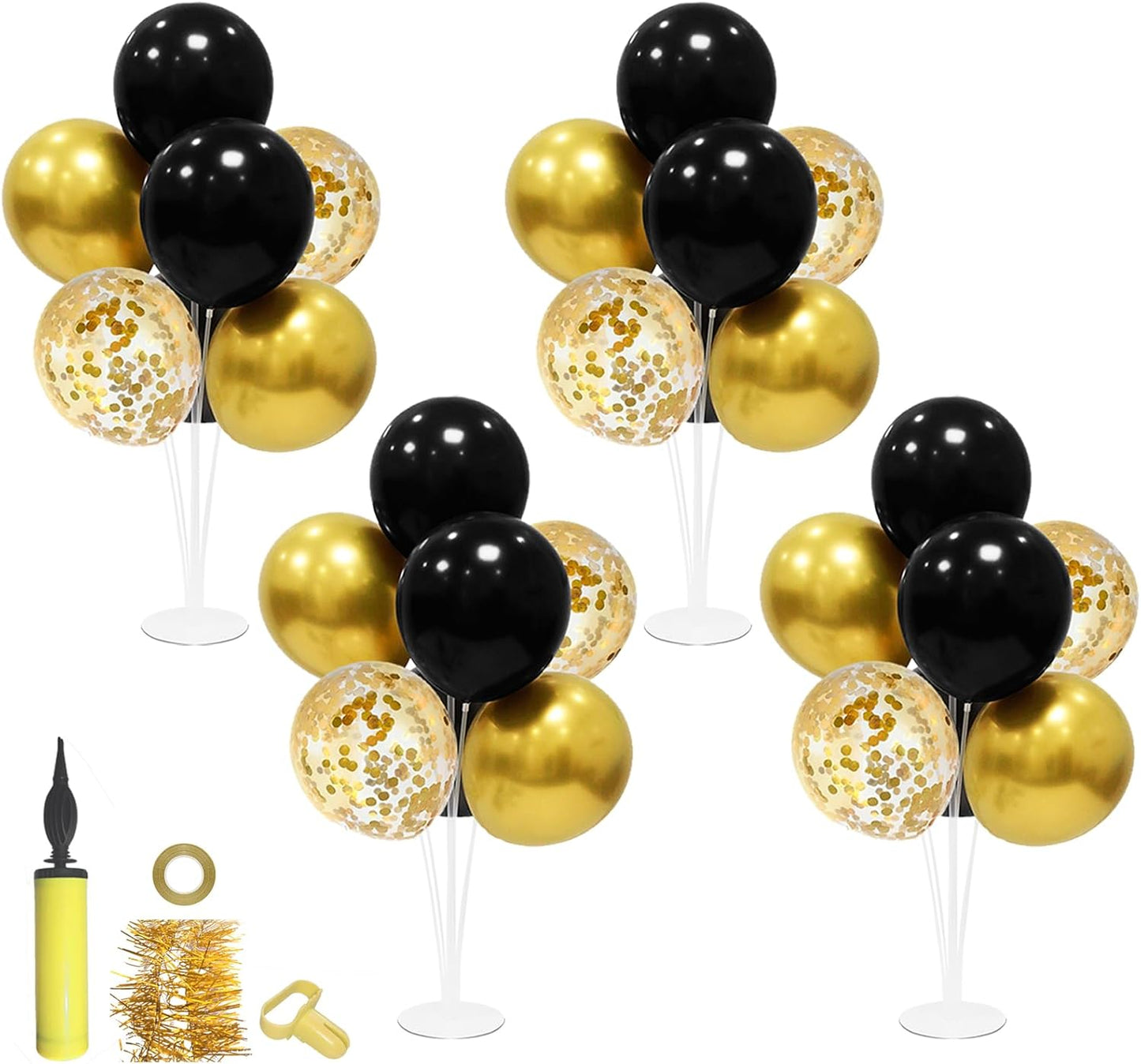 4Set Yellow and White Balloon Stand Table Centerpiece Party Decor | Sunflower Daisy Bee Birthday Baby Shower Bridal Shower Engagement Wedding Spring Summer Backyard Party Decorations