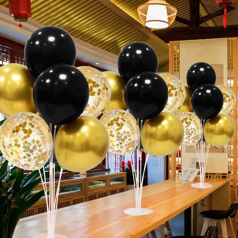 4Set Yellow and White Balloon Stand Table Centerpiece Party Decor | Sunflower Daisy Bee Birthday Baby Shower Bridal Shower Engagement Wedding Spring Summer Backyard Party Decorations