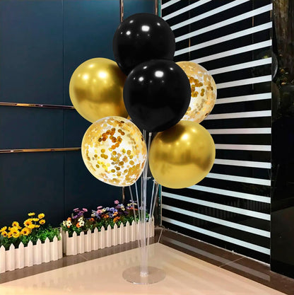 4Set Yellow and White Balloon Stand Table Centerpiece Party Decor | Sunflower Daisy Bee Birthday Baby Shower Bridal Shower Engagement Wedding Spring Summer Backyard Party Decorations