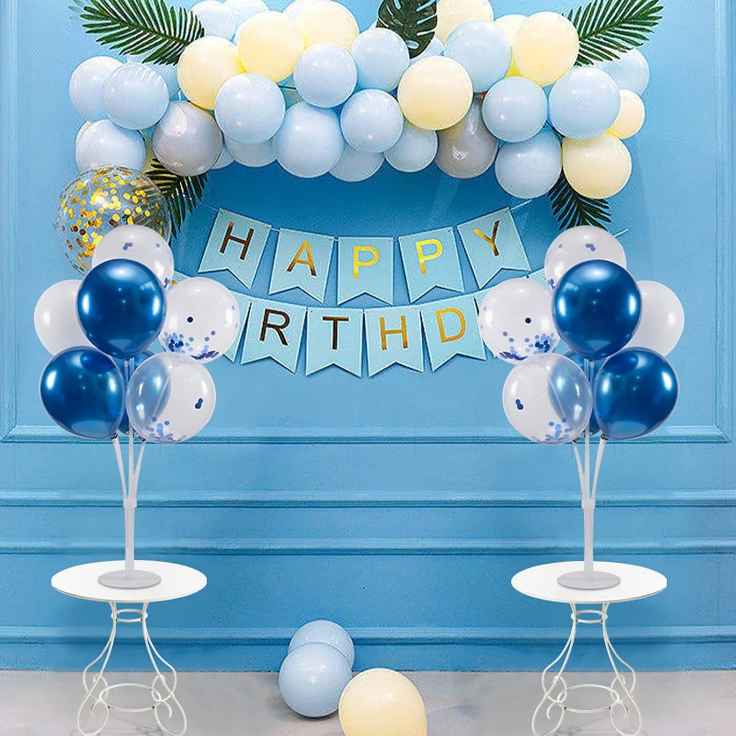 4Set Yellow and White Balloon Stand Table Centerpiece Party Decor | Sunflower Daisy Bee Birthday Baby Shower Bridal Shower Engagement Wedding Spring Summer Backyard Party Decorations