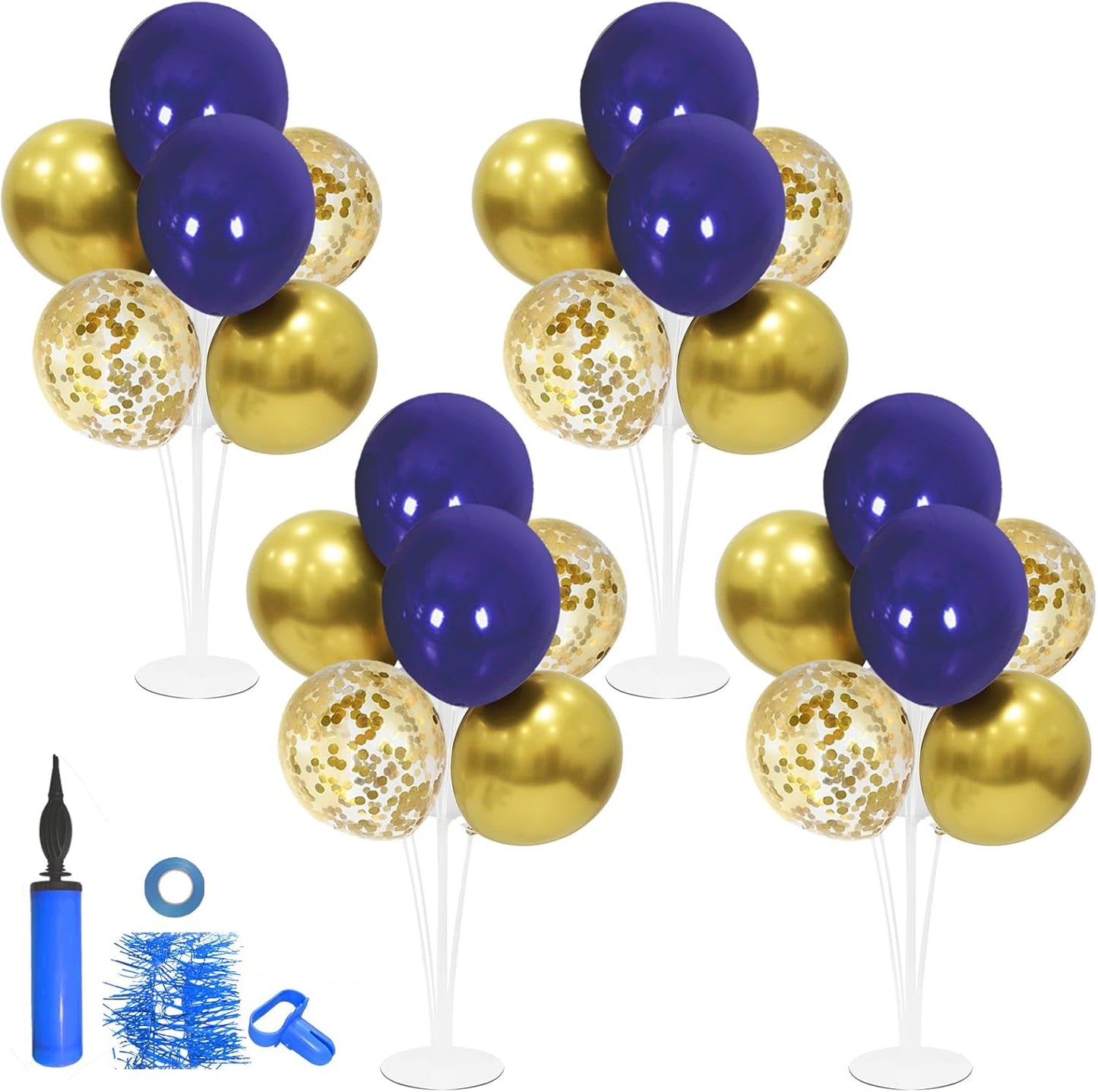 4Set Yellow and White Balloon Stand Table Centerpiece Party Decor | Sunflower Daisy Bee Birthday Baby Shower Bridal Shower Engagement Wedding Spring Summer Backyard Party Decorations