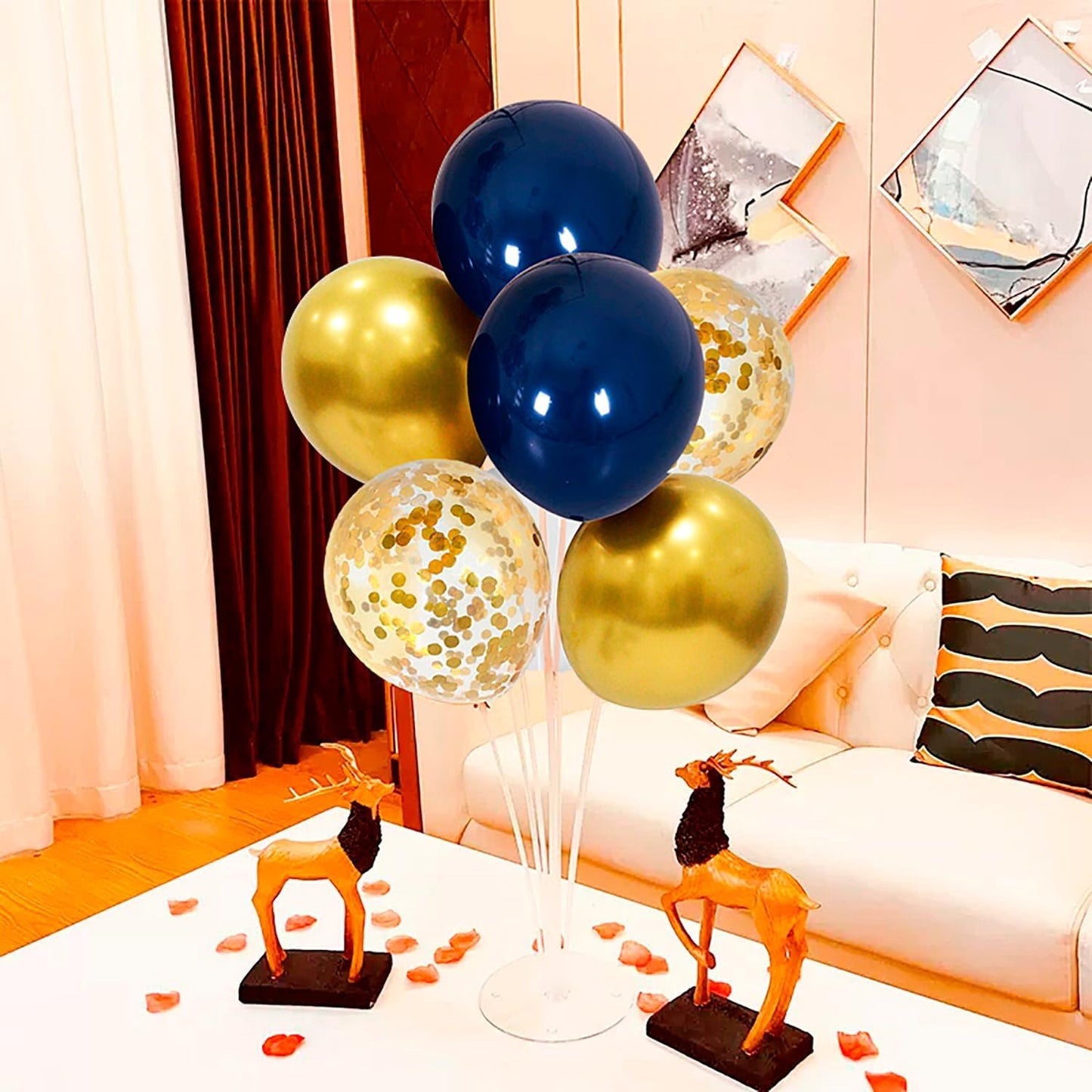 4Set Yellow and White Balloon Stand Table Centerpiece Party Decor | Sunflower Daisy Bee Birthday Baby Shower Bridal Shower Engagement Wedding Spring Summer Backyard Party Decorations