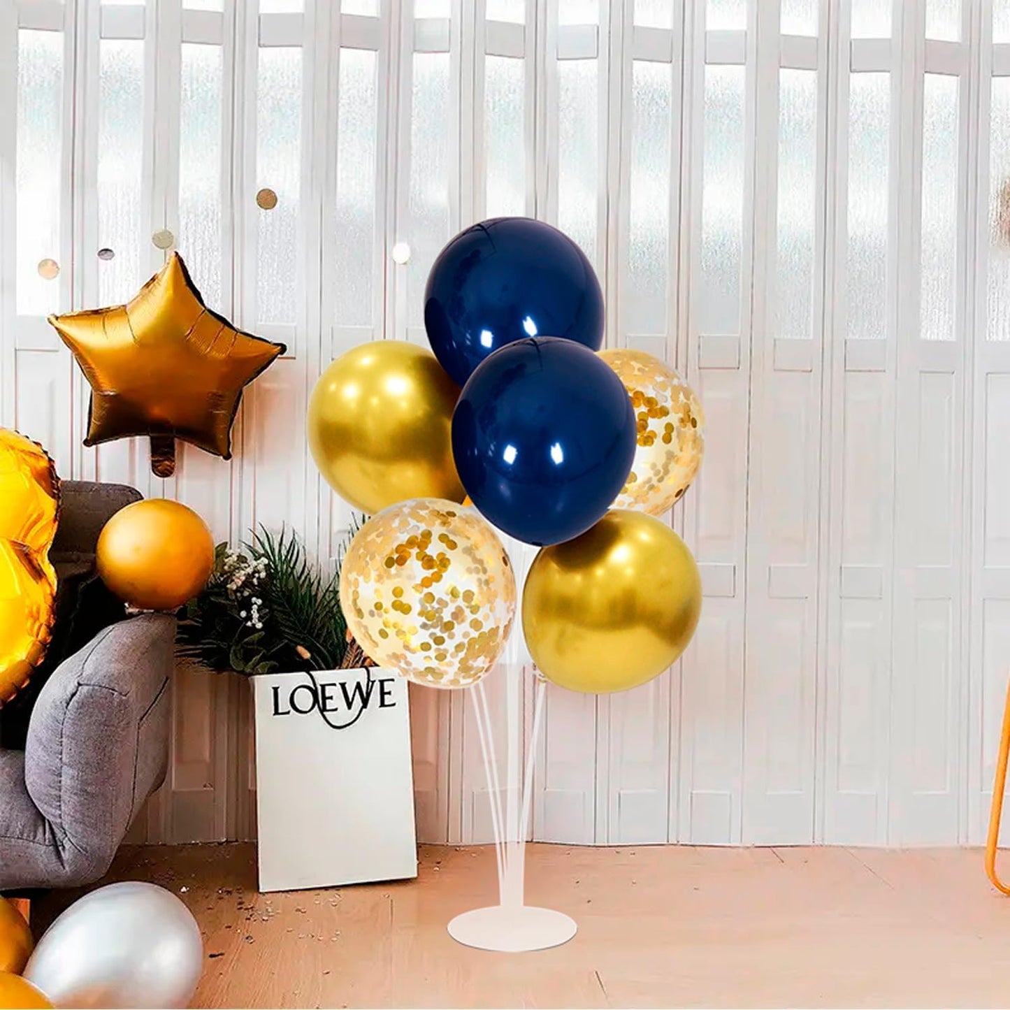 4Set Yellow and White Balloon Stand Table Centerpiece Party Decor | Sunflower Daisy Bee Birthday Baby Shower Bridal Shower Engagement Wedding Spring Summer Backyard Party Decorations
