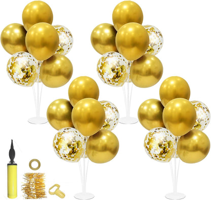 4Set Yellow and White Balloon Stand Table Centerpiece Party Decor | Sunflower Daisy Bee Birthday Baby Shower Bridal Shower Engagement Wedding Spring Summer Backyard Party Decorations