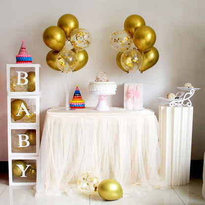 4Set Yellow and White Balloon Stand Table Centerpiece Party Decor | Sunflower Daisy Bee Birthday Baby Shower Bridal Shower Engagement Wedding Spring Summer Backyard Party Decorations