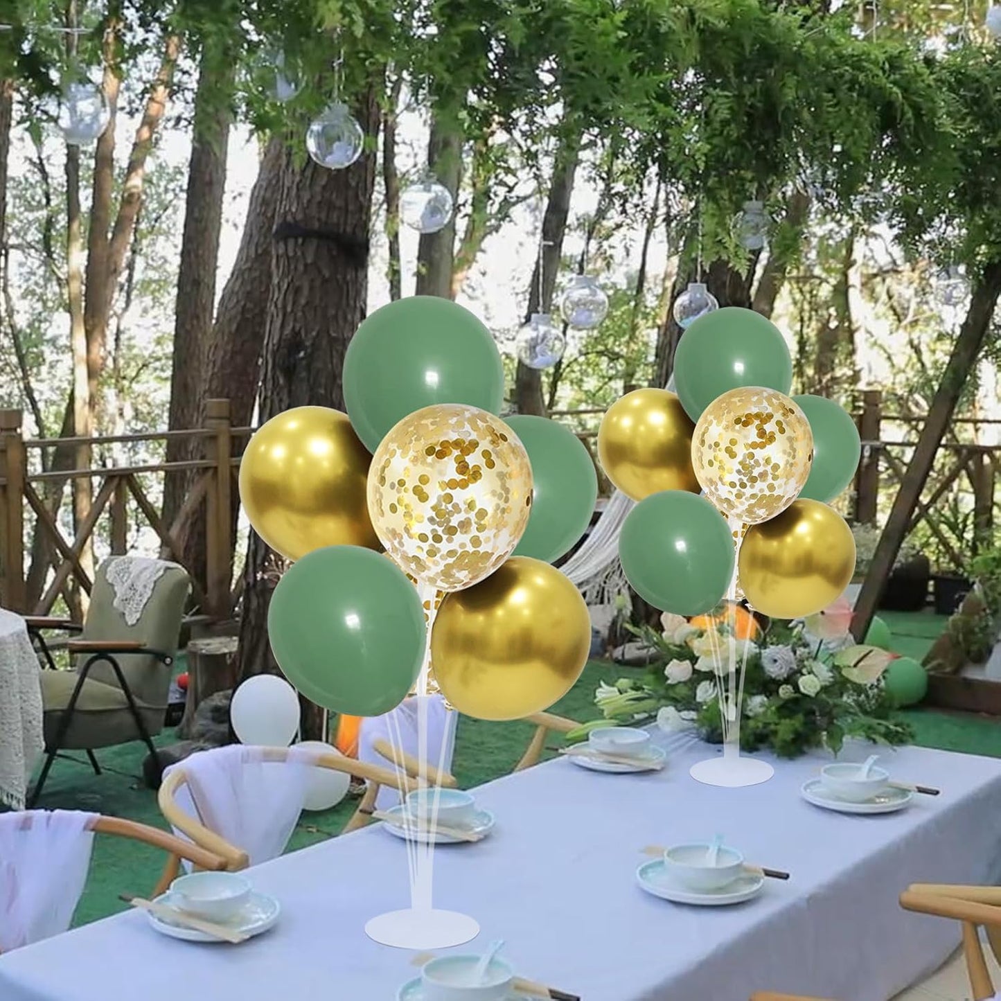 4Set Yellow and White Balloon Stand Table Centerpiece Party Decor | Sunflower Daisy Bee Birthday Baby Shower Bridal Shower Engagement Wedding Spring Summer Backyard Party Decorations
