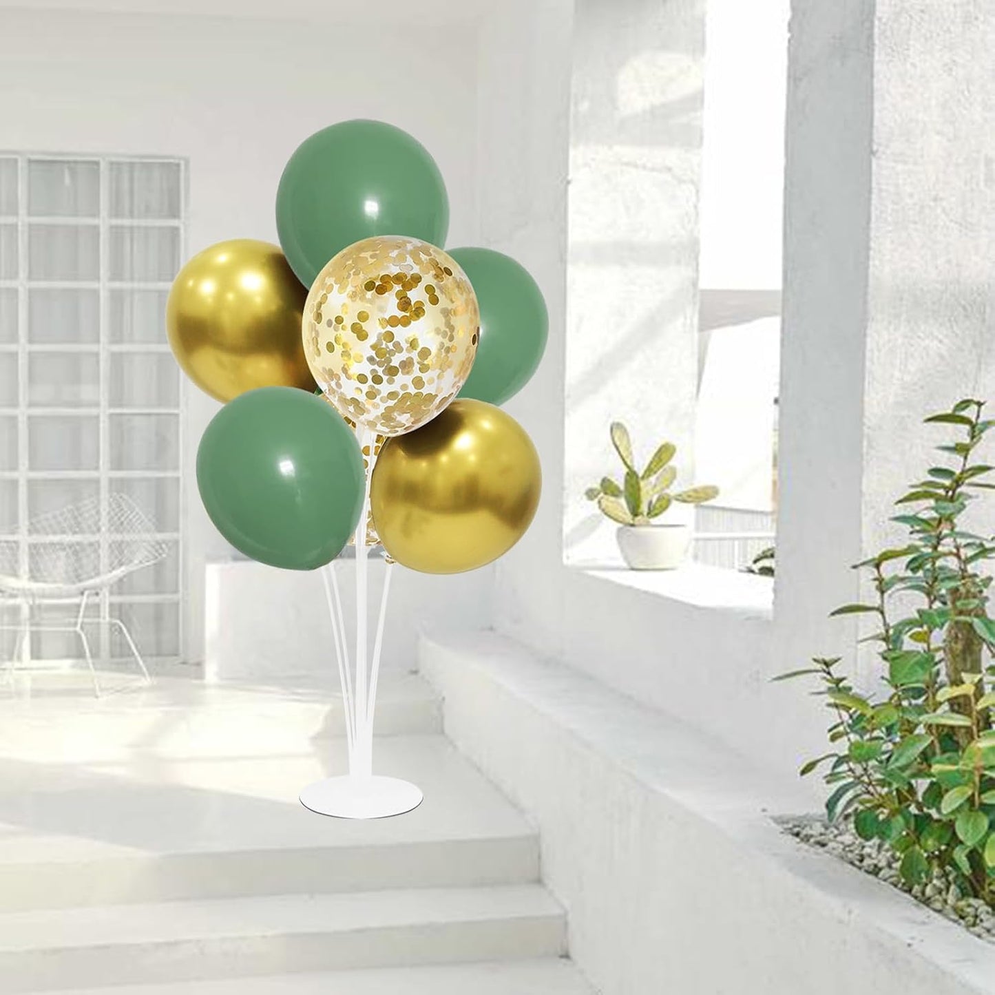 4Set Yellow and White Balloon Stand Table Centerpiece Party Decor | Sunflower Daisy Bee Birthday Baby Shower Bridal Shower Engagement Wedding Spring Summer Backyard Party Decorations
