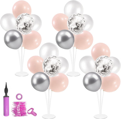 4Set Yellow and White Balloon Stand Table Centerpiece Party Decor | Sunflower Daisy Bee Birthday Baby Shower Bridal Shower Engagement Wedding Spring Summer Backyard Party Decorations