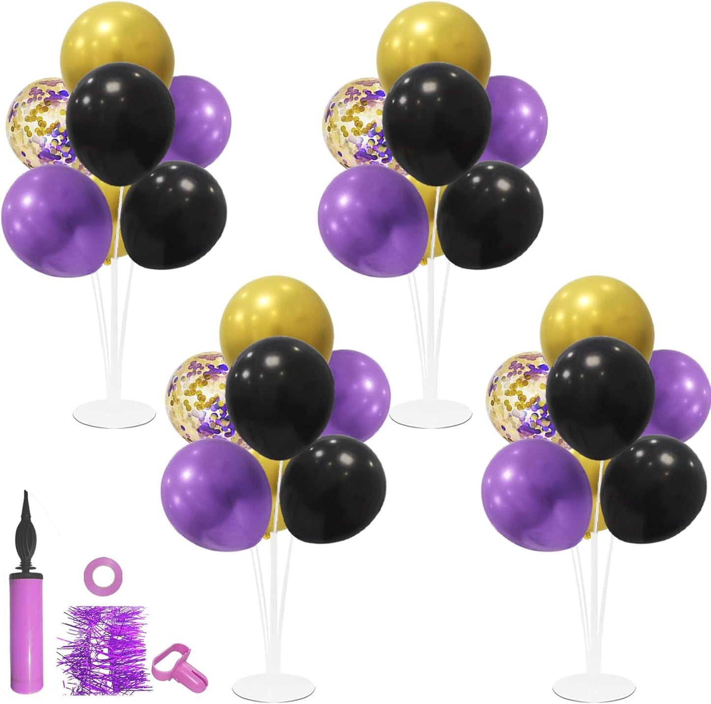 4Set Yellow and White Balloon Stand Table Centerpiece Party Decor | Sunflower Daisy Bee Birthday Baby Shower Bridal Shower Engagement Wedding Spring Summer Backyard Party Decorations