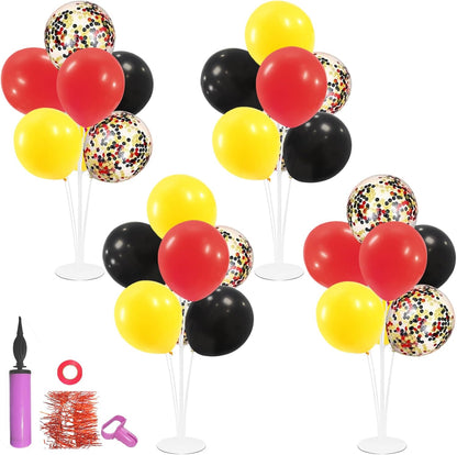 4Set Yellow and White Balloon Stand Table Centerpiece Party Decor | Sunflower Daisy Bee Birthday Baby Shower Bridal Shower Engagement Wedding Spring Summer Backyard Party Decorations