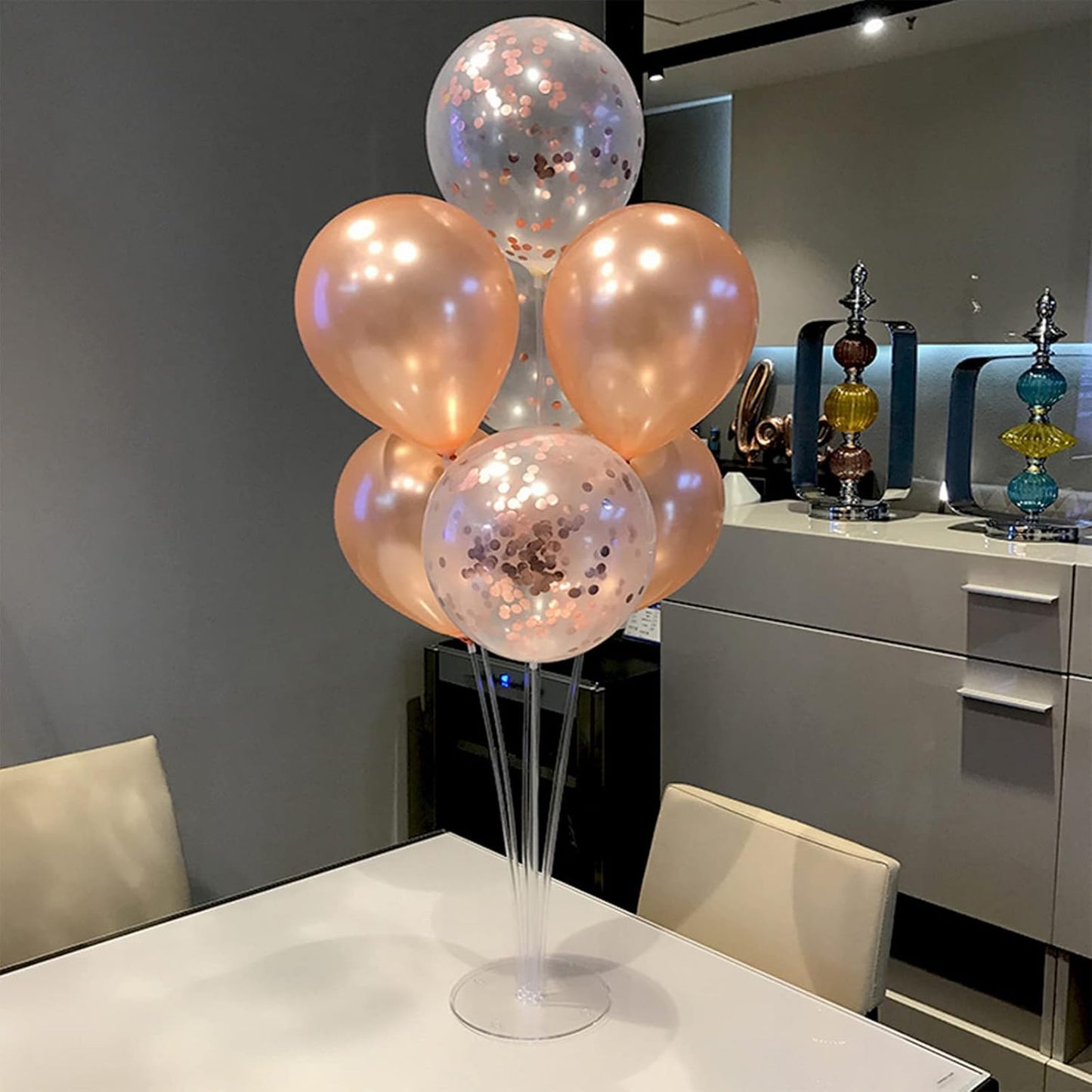 4Set Yellow and White Balloon Stand Table Centerpiece Party Decor | Sunflower Daisy Bee Birthday Baby Shower Bridal Shower Engagement Wedding Spring Summer Backyard Party Decorations