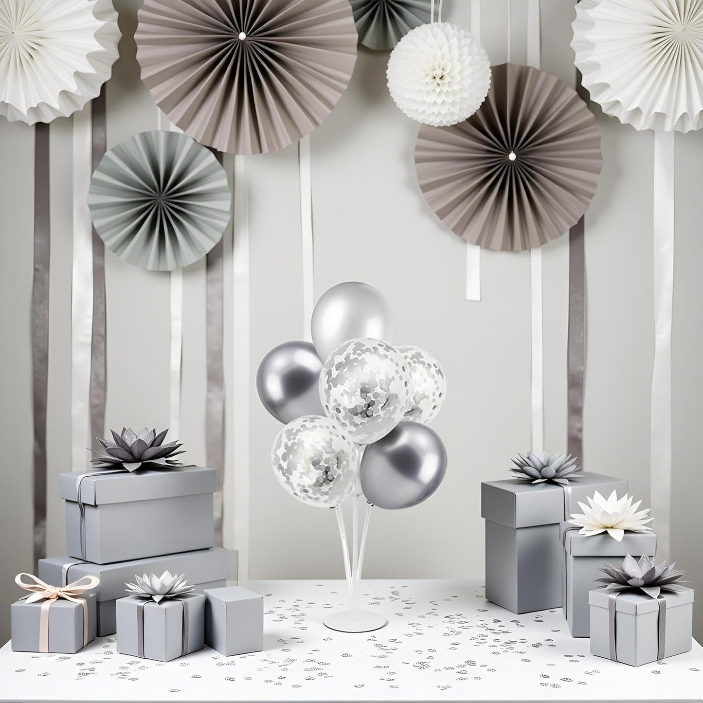 4Set Yellow and White Balloon Stand Table Centerpiece Party Decor | Sunflower Daisy Bee Birthday Baby Shower Bridal Shower Engagement Wedding Spring Summer Backyard Party Decorations