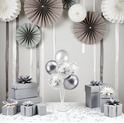 4Set Yellow and White Balloon Stand Table Centerpiece Party Decor | Sunflower Daisy Bee Birthday Baby Shower Bridal Shower Engagement Wedding Spring Summer Backyard Party Decorations