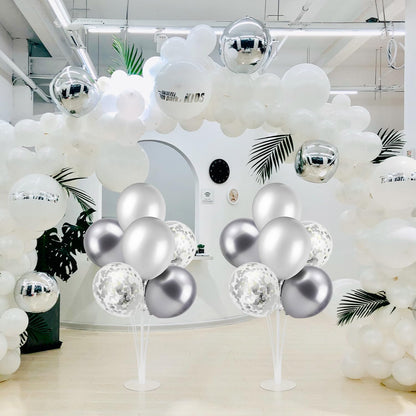 4Set Yellow and White Balloon Stand Table Centerpiece Party Decor | Sunflower Daisy Bee Birthday Baby Shower Bridal Shower Engagement Wedding Spring Summer Backyard Party Decorations