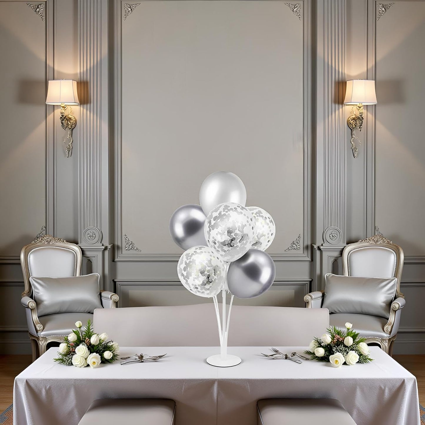 4Set Yellow and White Balloon Stand Table Centerpiece Party Decor | Sunflower Daisy Bee Birthday Baby Shower Bridal Shower Engagement Wedding Spring Summer Backyard Party Decorations