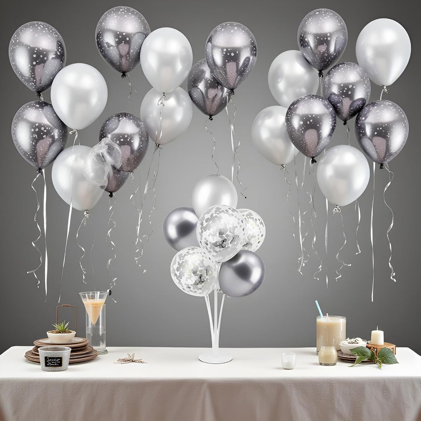 4Set Yellow and White Balloon Stand Table Centerpiece Party Decor | Sunflower Daisy Bee Birthday Baby Shower Bridal Shower Engagement Wedding Spring Summer Backyard Party Decorations
