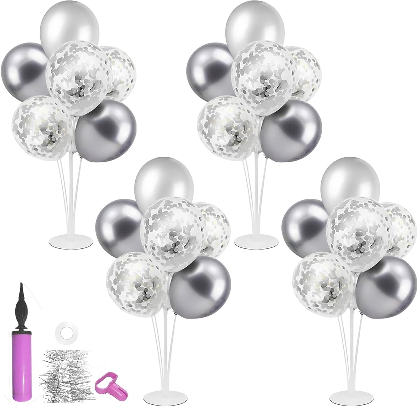 4Set Yellow and White Balloon Stand Table Centerpiece Party Decor | Sunflower Daisy Bee Birthday Baby Shower Bridal Shower Engagement Wedding Spring Summer Backyard Party Decorations