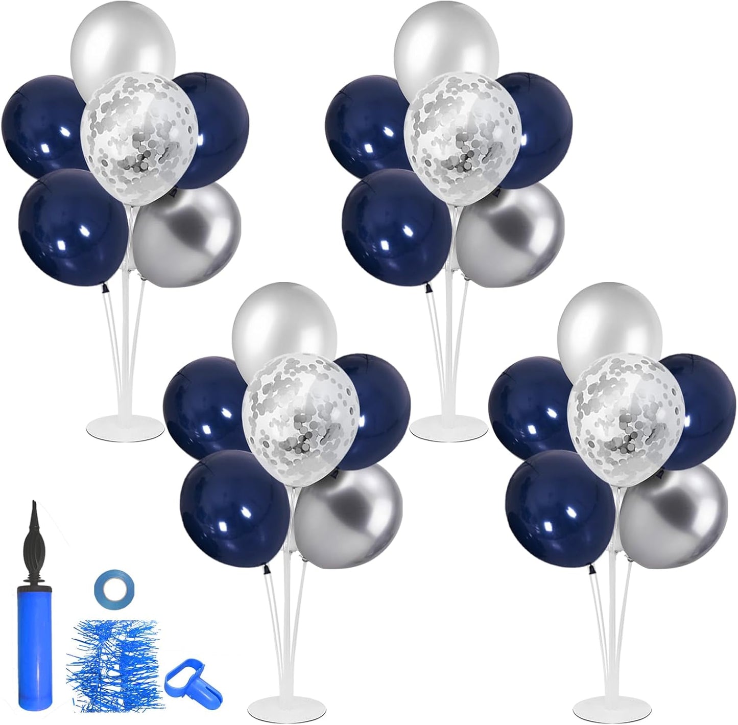 4Set Yellow and White Balloon Stand Table Centerpiece Party Decor | Sunflower Daisy Bee Birthday Baby Shower Bridal Shower Engagement Wedding Spring Summer Backyard Party Decorations