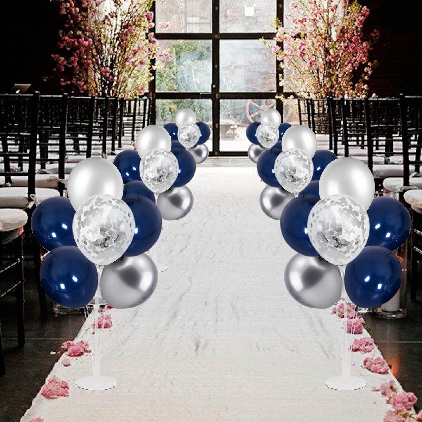 4Set Yellow and White Balloon Stand Table Centerpiece Party Decor | Sunflower Daisy Bee Birthday Baby Shower Bridal Shower Engagement Wedding Spring Summer Backyard Party Decorations