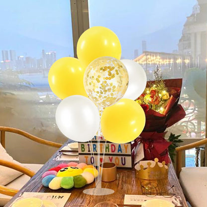 4Set Yellow and White Balloon Stand Table Centerpiece Party Decor | Sunflower Daisy Bee Birthday Baby Shower Bridal Shower Engagement Wedding Spring Summer Backyard Party Decorations