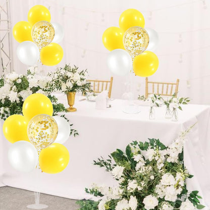 4Set Yellow and White Balloon Stand Table Centerpiece Party Decor | Sunflower Daisy Bee Birthday Baby Shower Bridal Shower Engagement Wedding Spring Summer Backyard Party Decorations