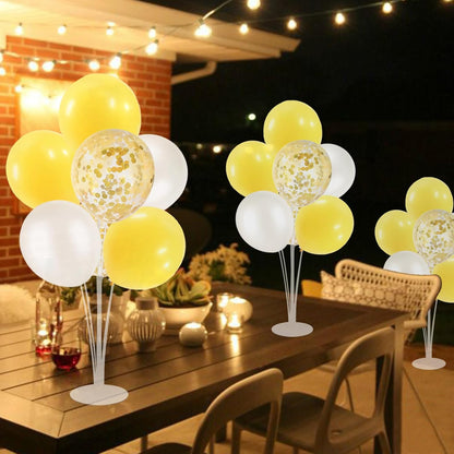 4Set Yellow and White Balloon Stand Table Centerpiece Party Decor | Sunflower Daisy Bee Birthday Baby Shower Bridal Shower Engagement Wedding Spring Summer Backyard Party Decorations