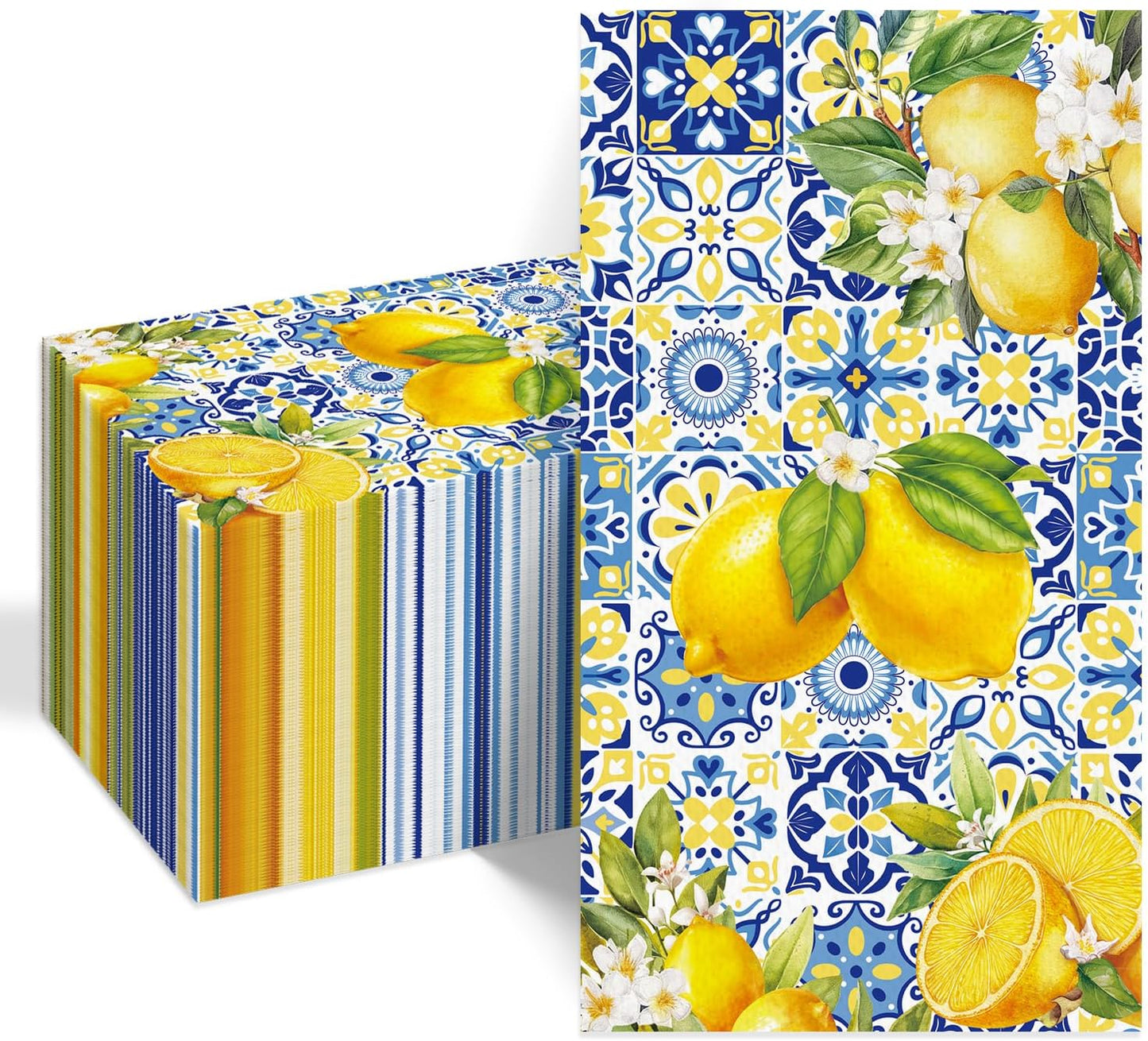 100pcs Lemon Paper Napkins 3 Ply Lemon Summer Bathroom Napkins Cocktail Luncheon Lemons Napkin Disposable Guest Towels for Bathroom Summer Home Party Kitchen Decor