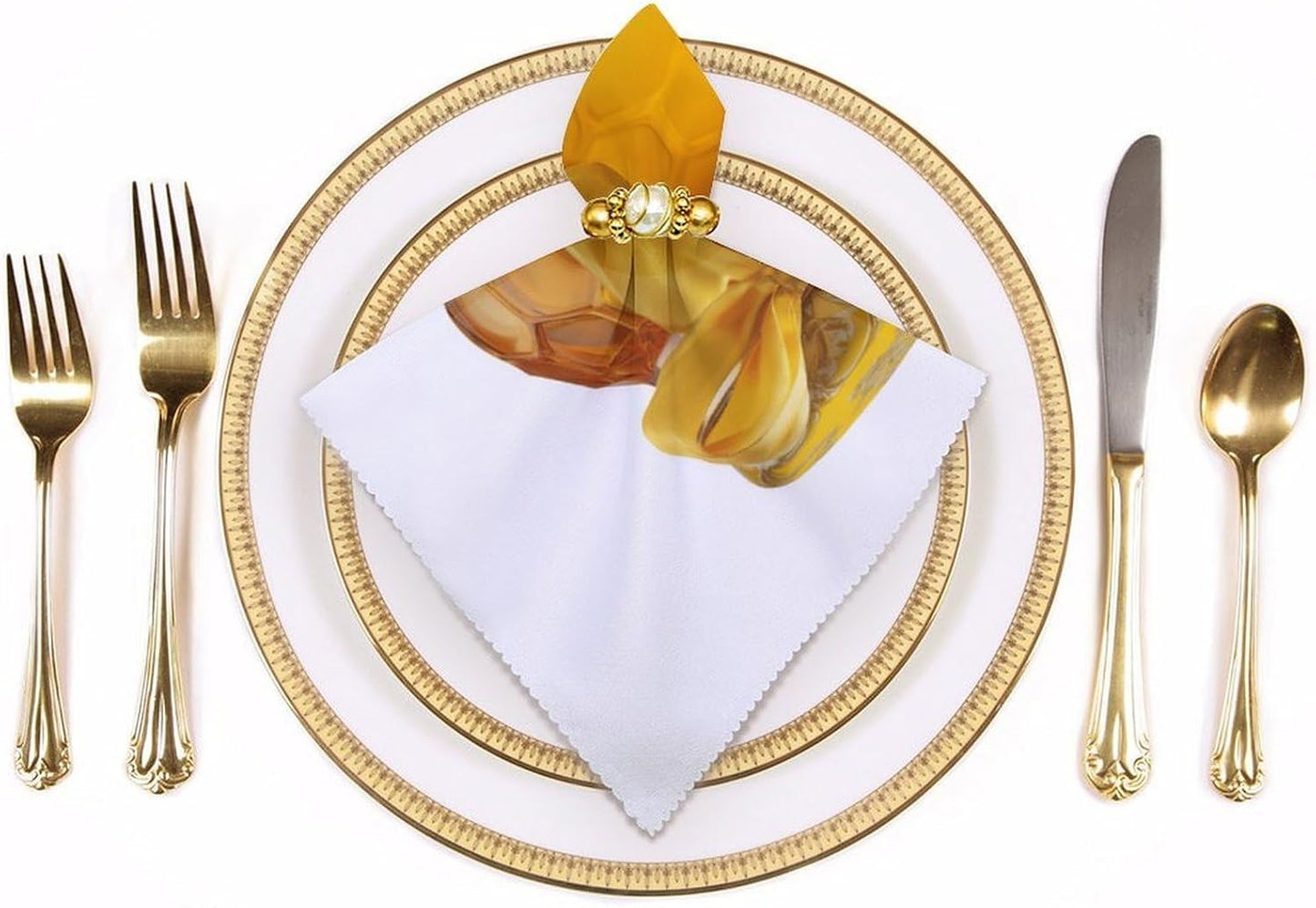 Golden Honey Jar with A Yellow Bow Cloth Napkins Set of 6, Square Premium Reusable Washable Polyester Table Linen Napkin for Dinner Party