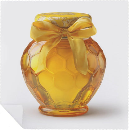 Golden Honey Jar with A Yellow Bow Cloth Napkins Set of 6, Square Premium Reusable Washable Polyester Table Linen Napkin for Dinner Party