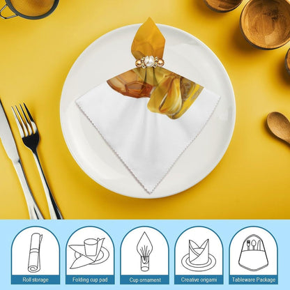Golden Honey Jar with A Yellow Bow Cloth Napkins Set of 6, Square Premium Reusable Washable Polyester Table Linen Napkin for Dinner Party