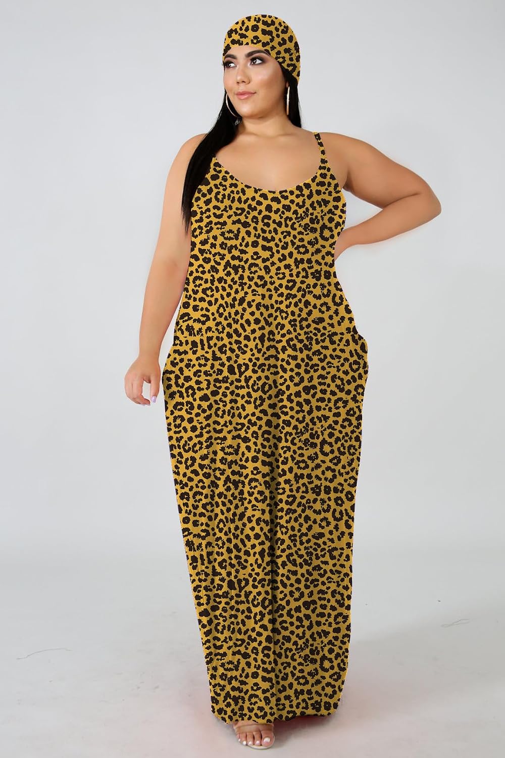 Women's Plus Size Casual Maxi Dress Summer Sleeveless Loose Beach Dress Sundress with Pockets