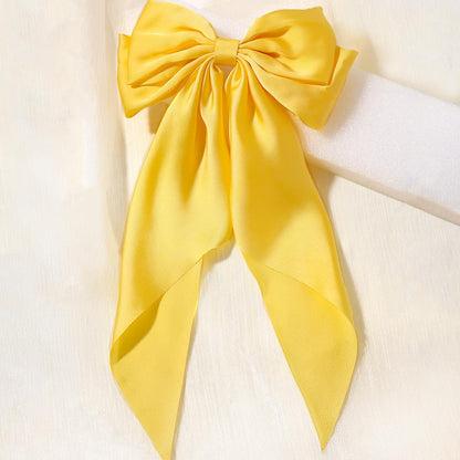 Hair Bows for Women,Yellow Bow Hair Clips for Girl Hair Bows Barrette Metal Clips Long Ribbon Hairpin Party Bows for Hair Ponytail Hair Styling Accessories 2pack